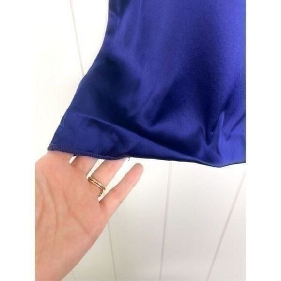 Theory Women's Silk Lowther Pleat Neck Blouse Top‎ Blue S - Picture 10 of 10